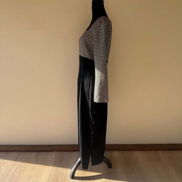 Vintage La Belle Black & White Houndstooth Maxi Dress - Picture 6 of 7
